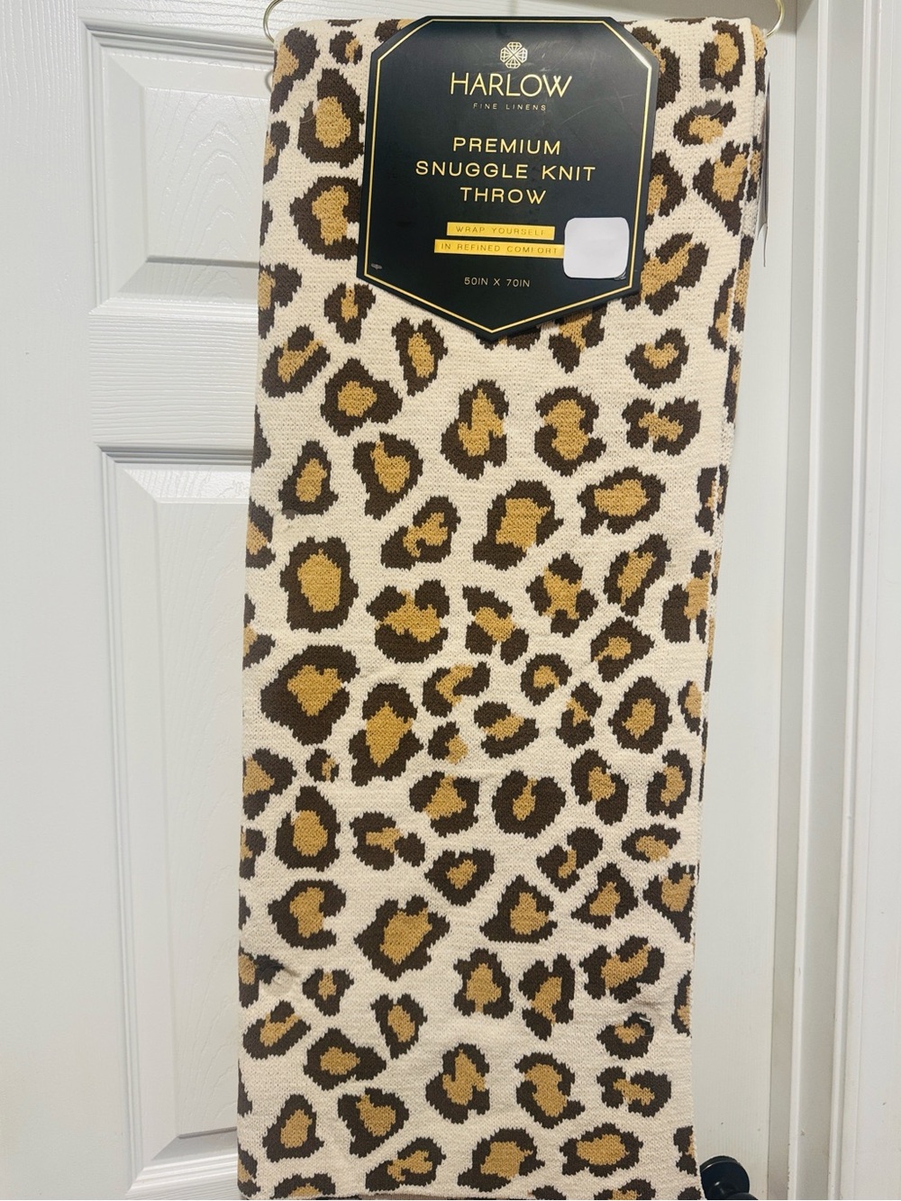 Harlow Fine Linens Premium Snuggle Animal Leopard Print Knit Throw - 50"x70"